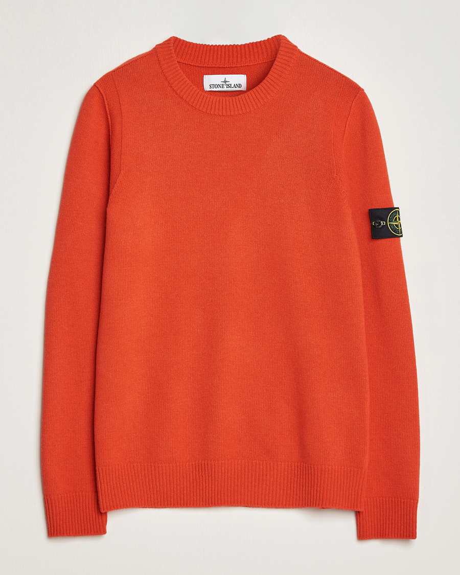 Hombres | Jerséis y prendas de punto | Stone Island | Knitted Lambwool Sweater Orange Red