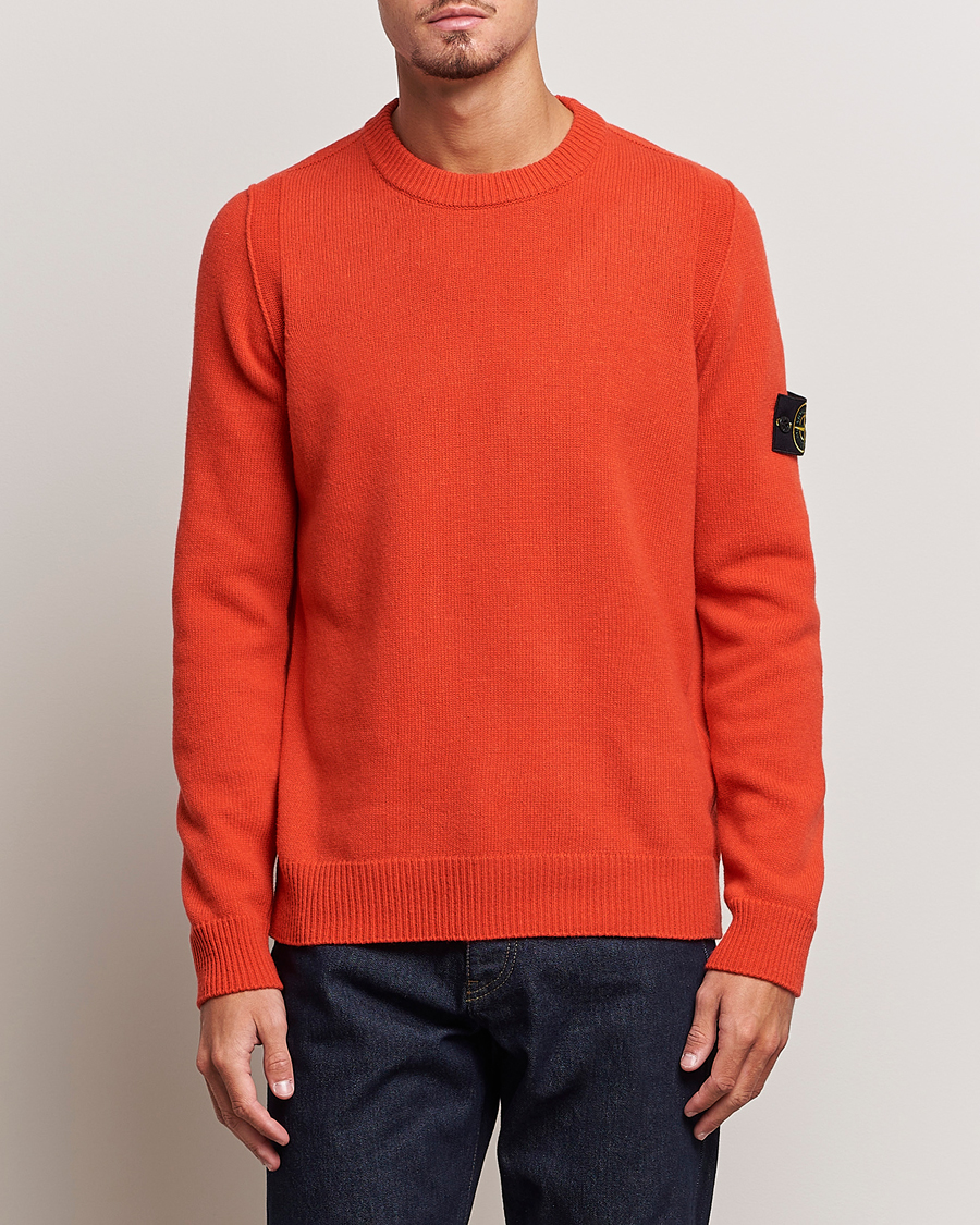 Hombres | Jerséis y prendas de punto | Stone Island | Knitted Lambwool Sweater Orange Red