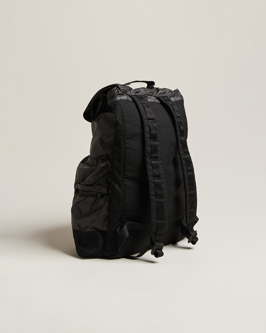 Hombres | Stone Island Garment Dyed Mussola Gommata Canvas Backpack Black | Stone Island | Garment Dyed Mussola Gommata Canvas Backpack Black