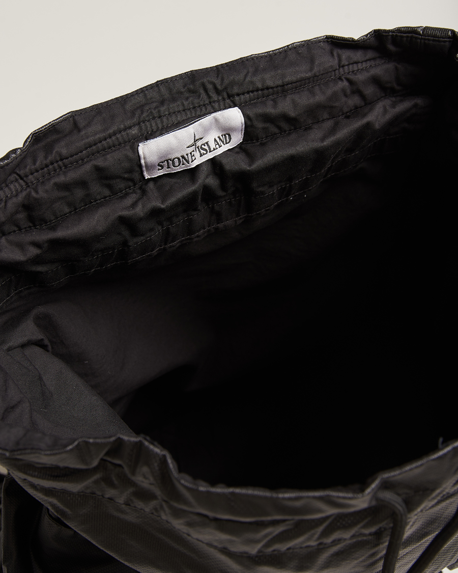 Hombres | Stone Island Garment Dyed Mussola Gommata Canvas Backpack Black | Stone Island | Garment Dyed Mussola Gommata Canvas Backpack Black