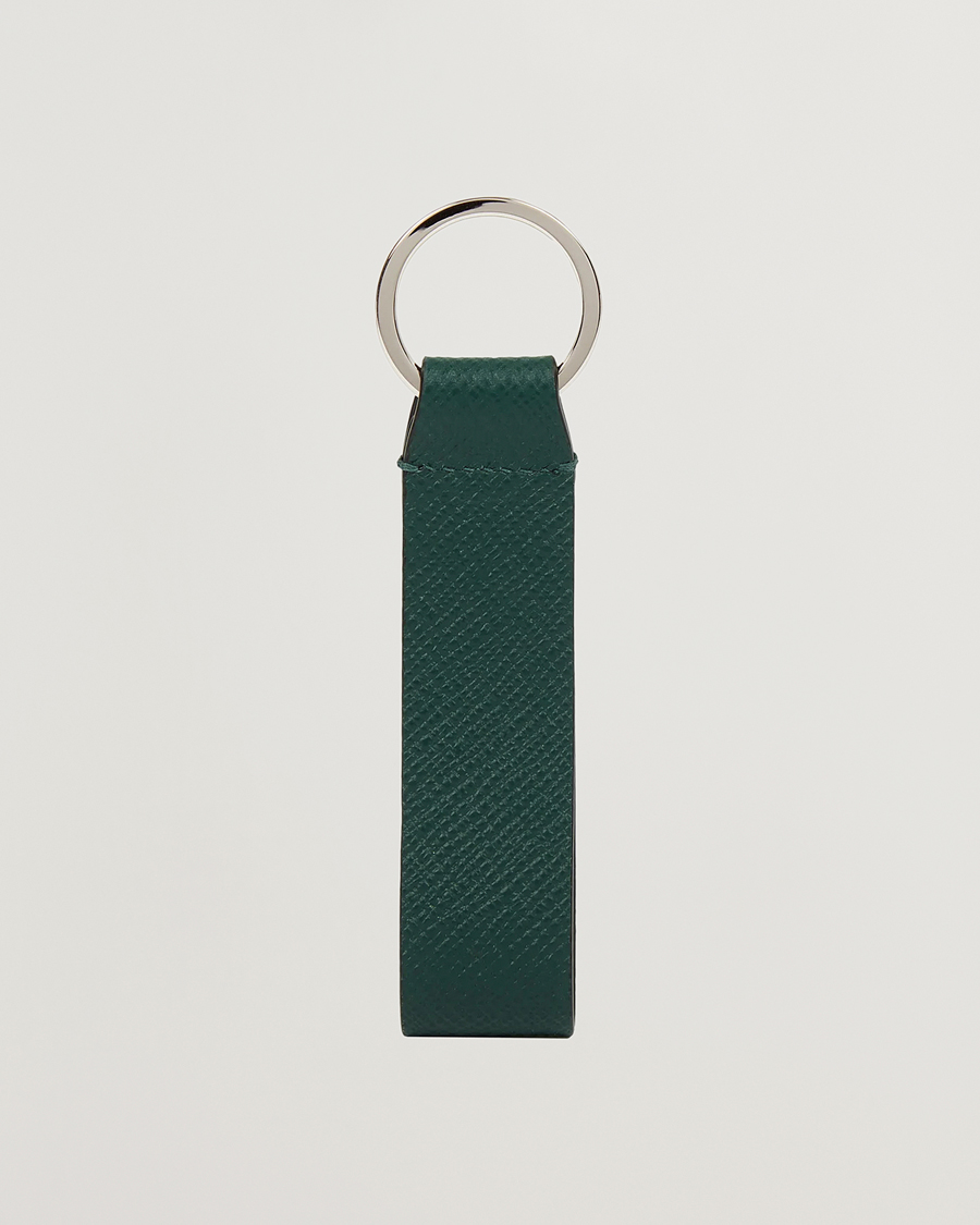Hombres | llaveros | Smythson | Panama Leather Keyring Forest Green