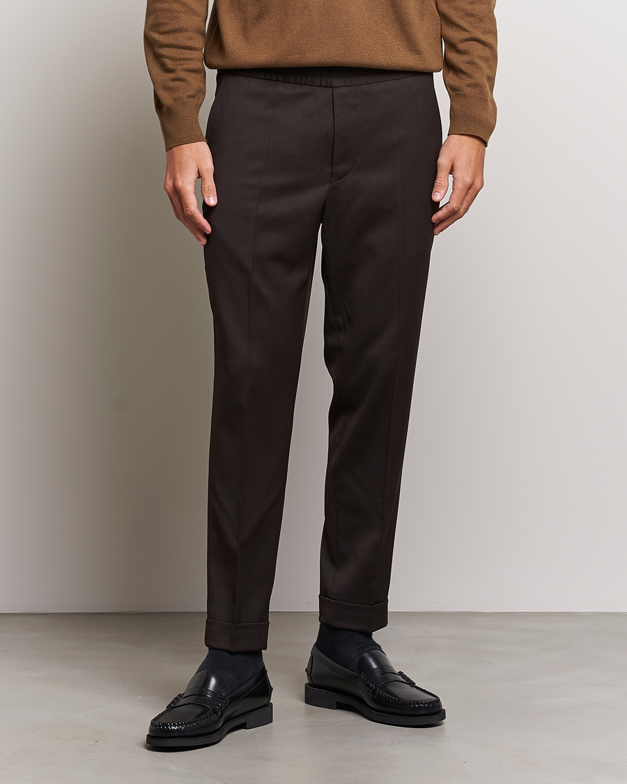 Hombres | Filippa K | Filippa K | Terry Wool Trousers Dark Brown