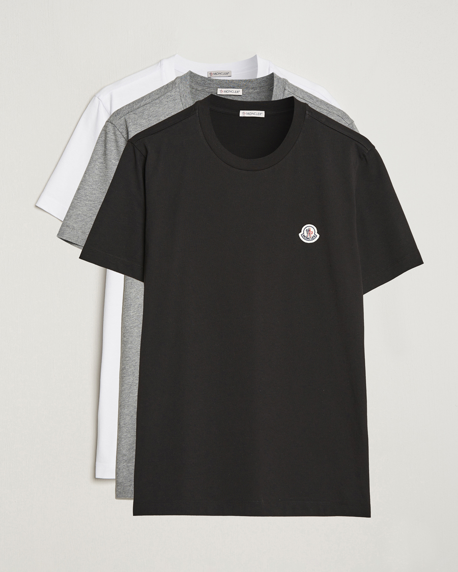 Hombres | Camisetas | Moncler | 3-Pack Logo T-Shirt Black/Grey/White