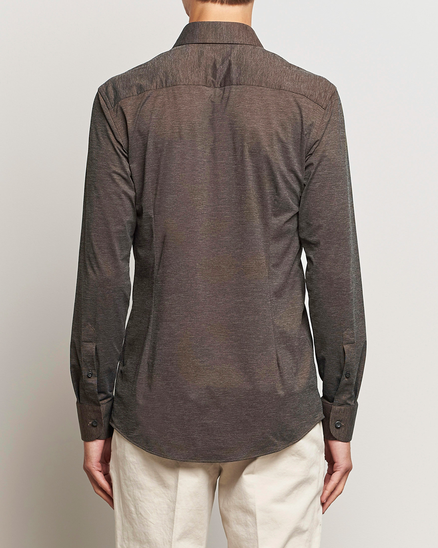 Hombres | Camisas | Eton | Slim Fit Four Way Stretch Shirt Brown Melange