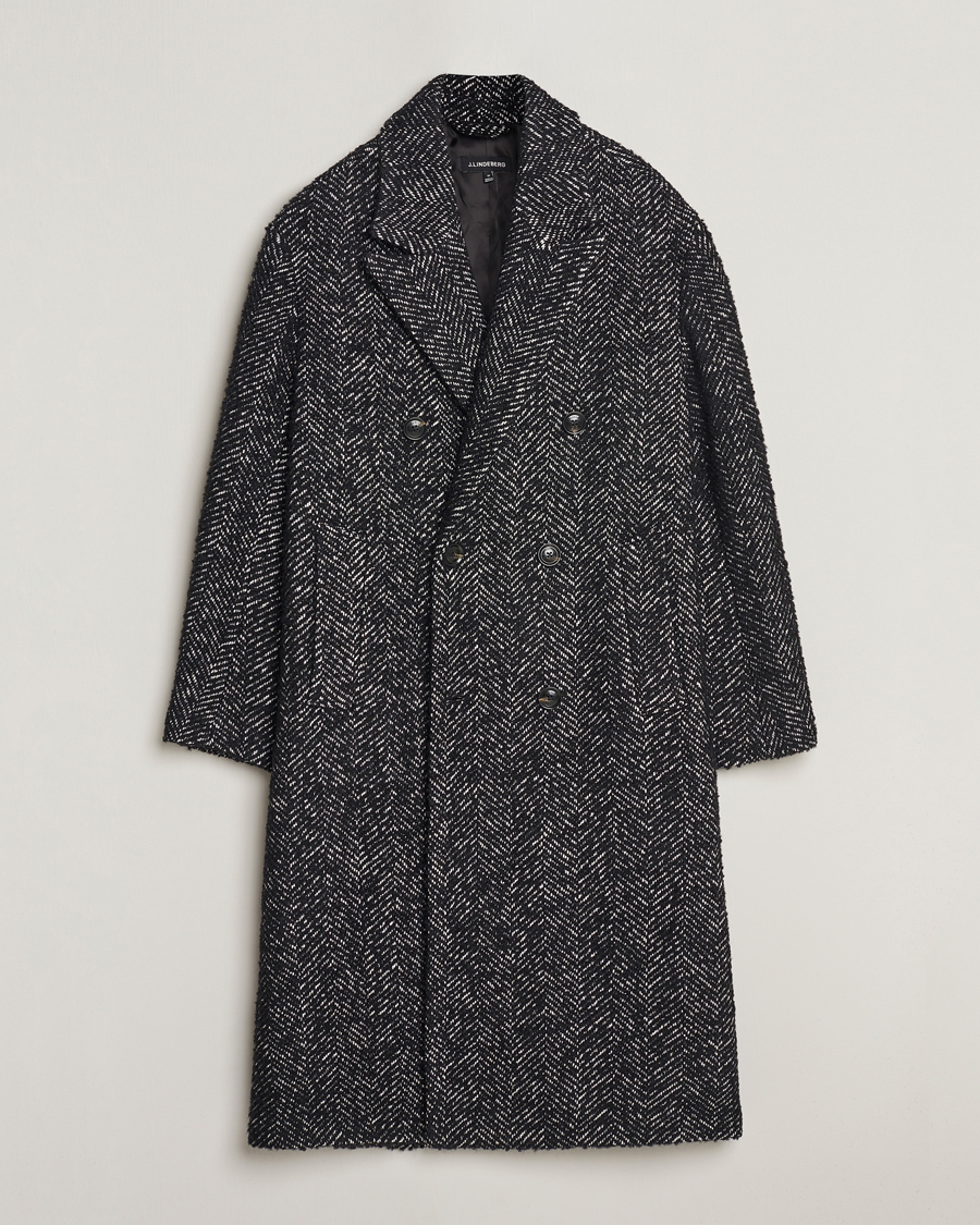 Hombres | Abrigos y chaquetas | J.Lindeberg | Willy Herringbone Oversize Coat Black Melange