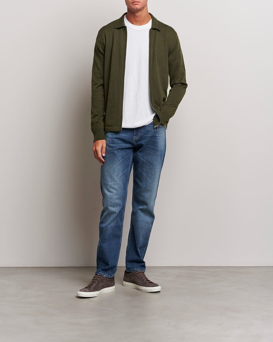 Hombres | Jerséis y prendas de punto | J.Lindeberg | Nyle True Merino Zip Cardigan Forest Green