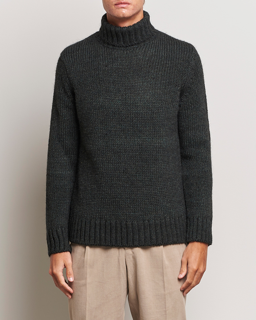 Hombres | Jerséis y prendas de punto | Oscar Jacobson | Rod Wool/Alpaca Heavy Knit Rollneck Green