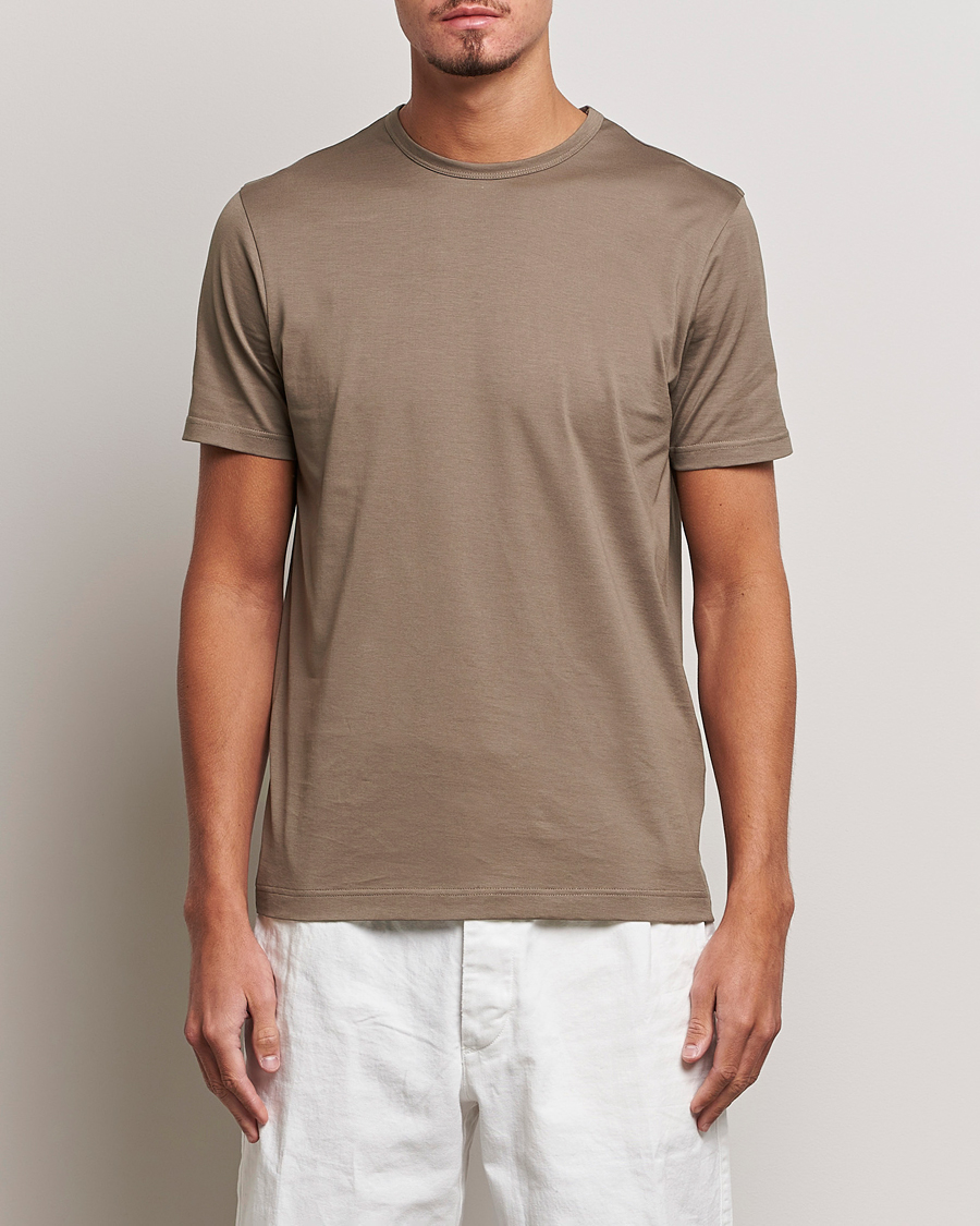 Hombres |  | Sunspel | Crew Neck Cotton Tee Cedar