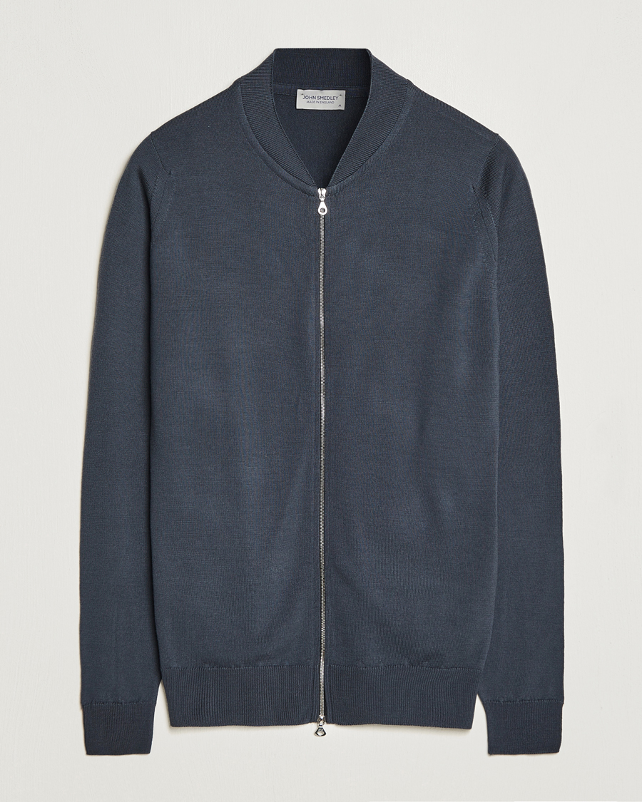 Hombres | Jerséis y prendas de punto | John Smedley | Maclean Extra Fine Merin Full Zip Slate Grey
