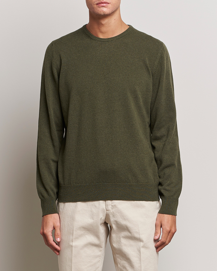 Hombres |  | Gran Sasso | Wool/Cashmere Crew Neck Olive Green