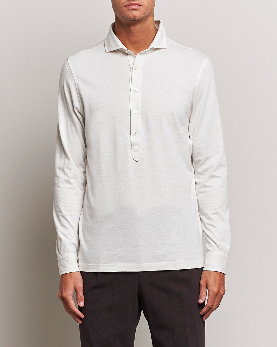 Hombres |  | Gran Sasso | Brushed Cotton Popover Shirt Cream