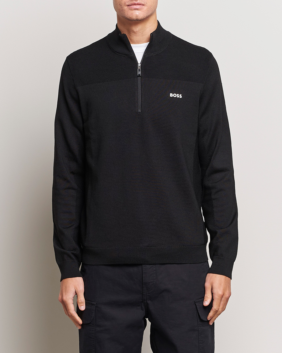 Hombres |  | BOSS GREEN | Momentum Knitted Half Zip Black