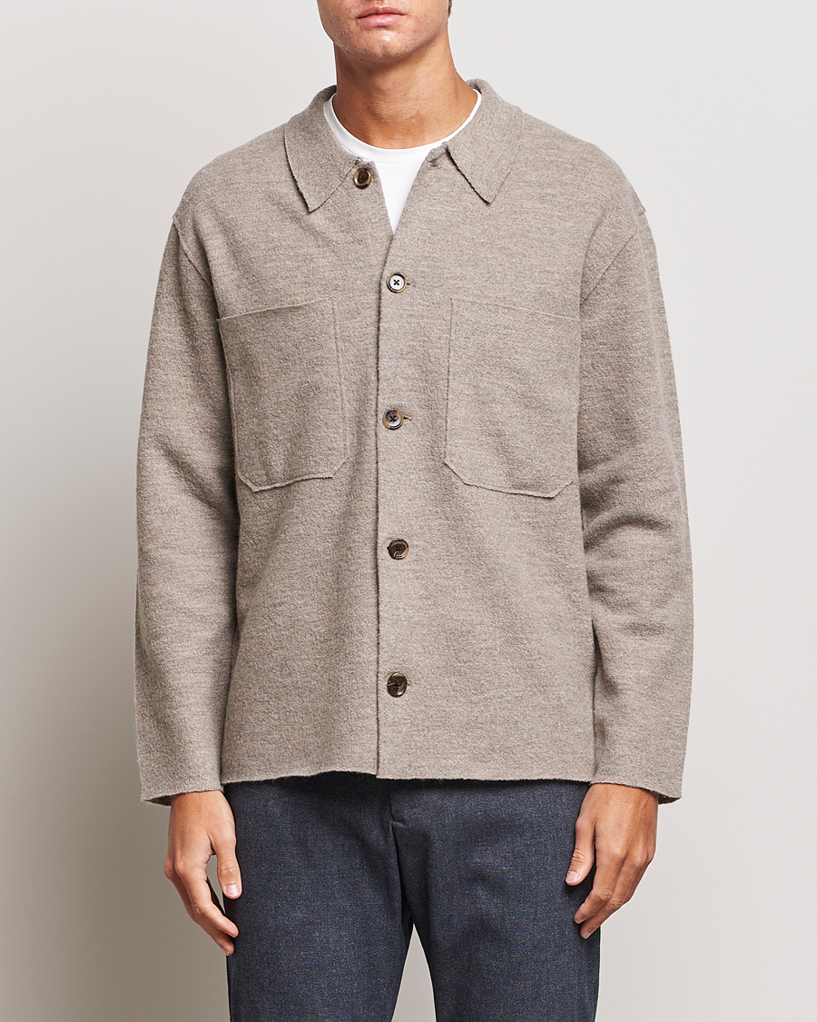 Hombres |  | NN07 | Jonas Boiled Wool Cardigan Khaki