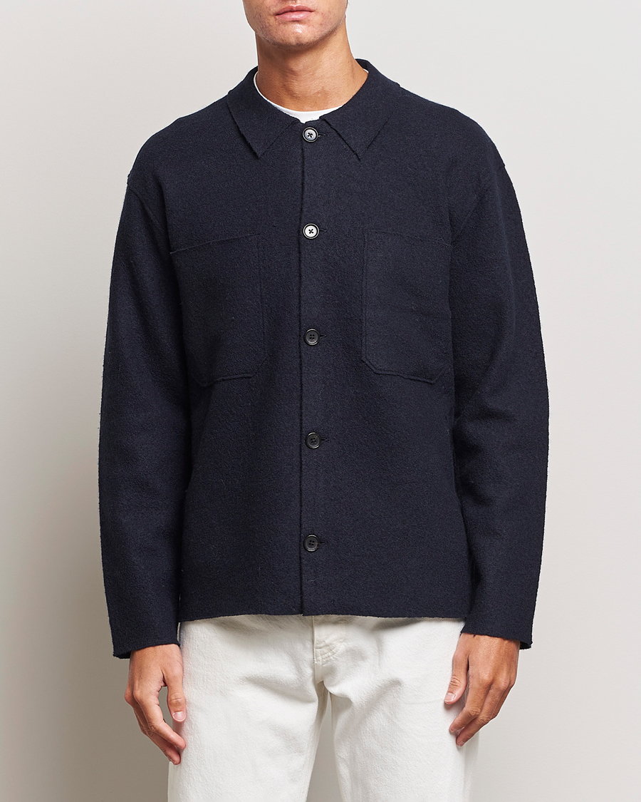 Hombres |  | NN07 | Jonas Boiled Wool Cardigan Navy Blue