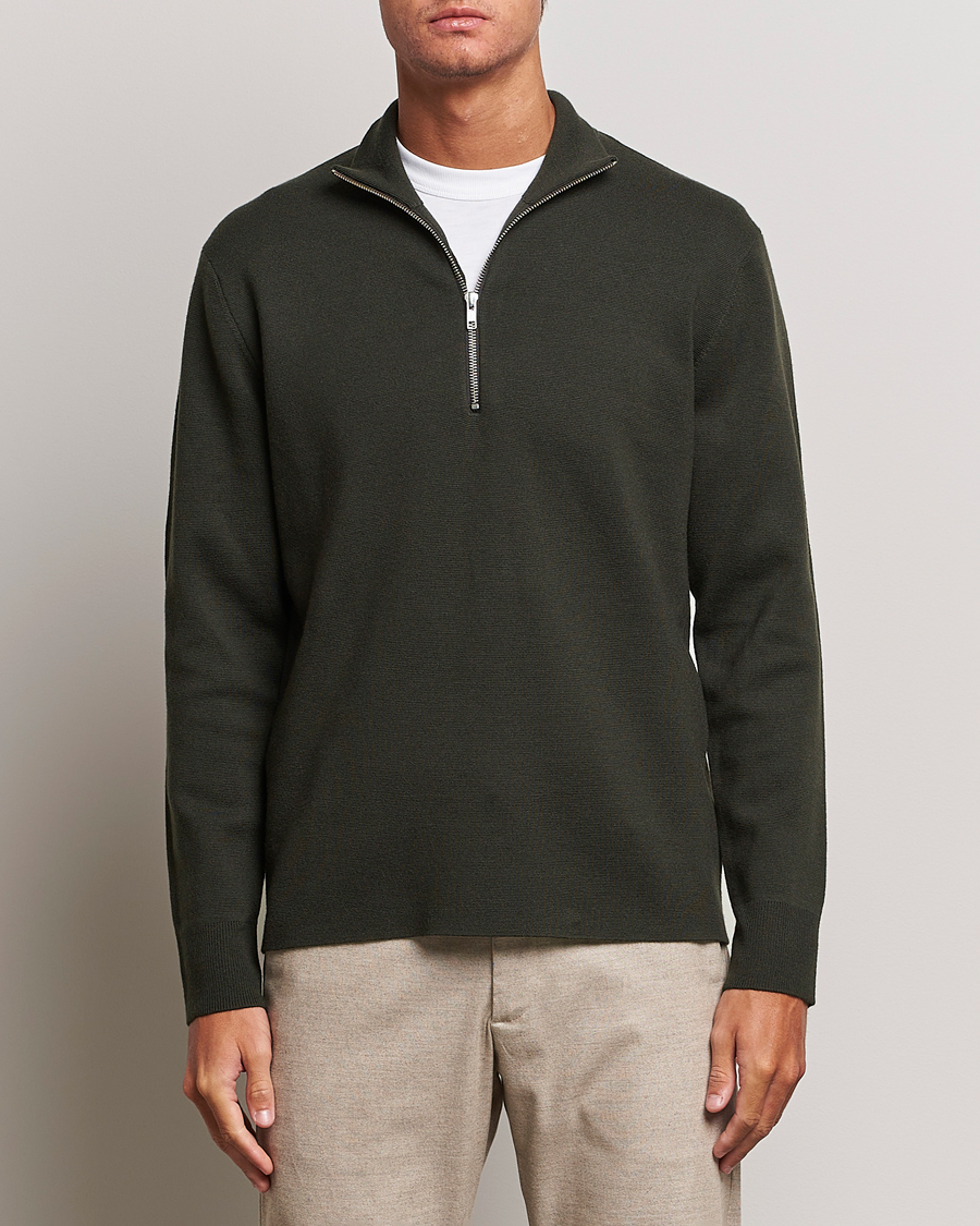 Hombres |  | NN07 | Harald Cotton/Modal Half Zip Dark Army