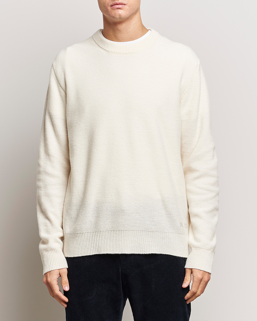 Hombres |  | NN07 | Nigel Lambswool Knitted Crew Neck Ecru