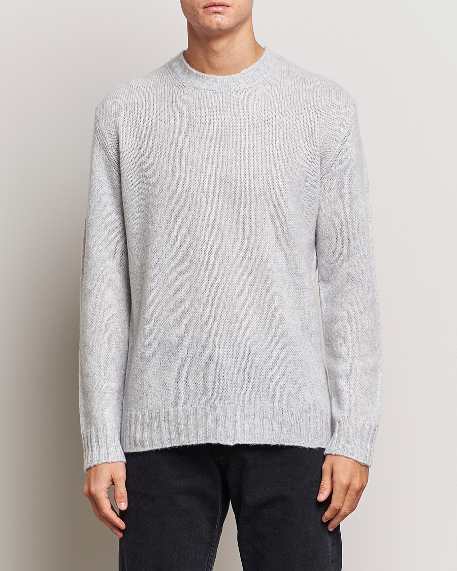 Hombres |  | NN07 | Lee Brushed Wool Crew Neck Light Grey Melange