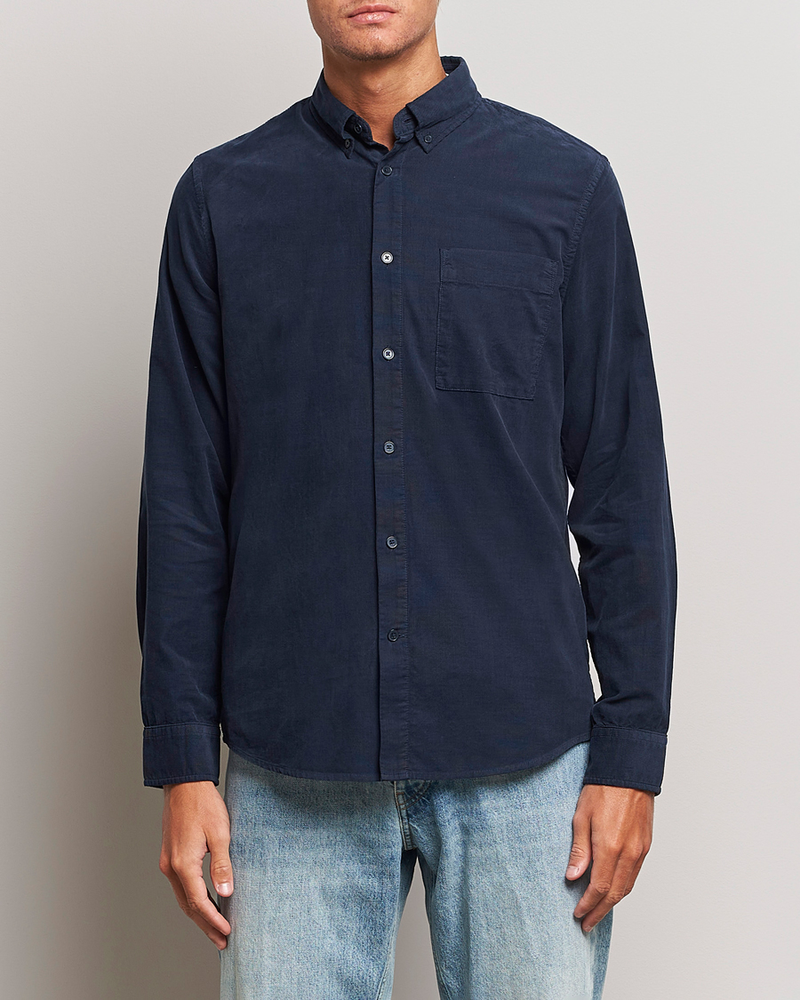 Hombres |  | NN07 | Arne Baby Cord Shirt Navy Blue