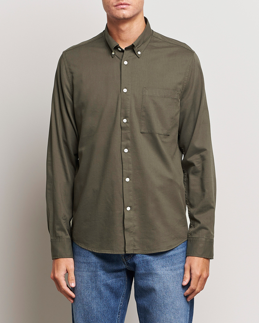 Hombres |  | NN07 | Arne Tencel Striped Shirt Dark Army