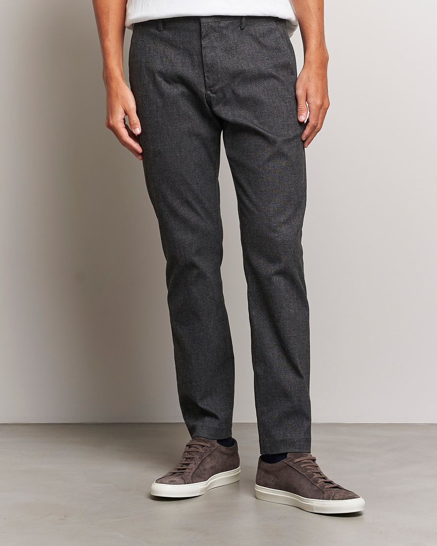 Hombres |  | NN07 | Theo Brushed Cotton Trousers Black Melange