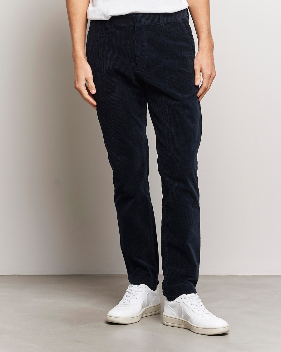 Hombres |  | NN07 | Theo Regular Fit Corduroy Chinos Navy Blue