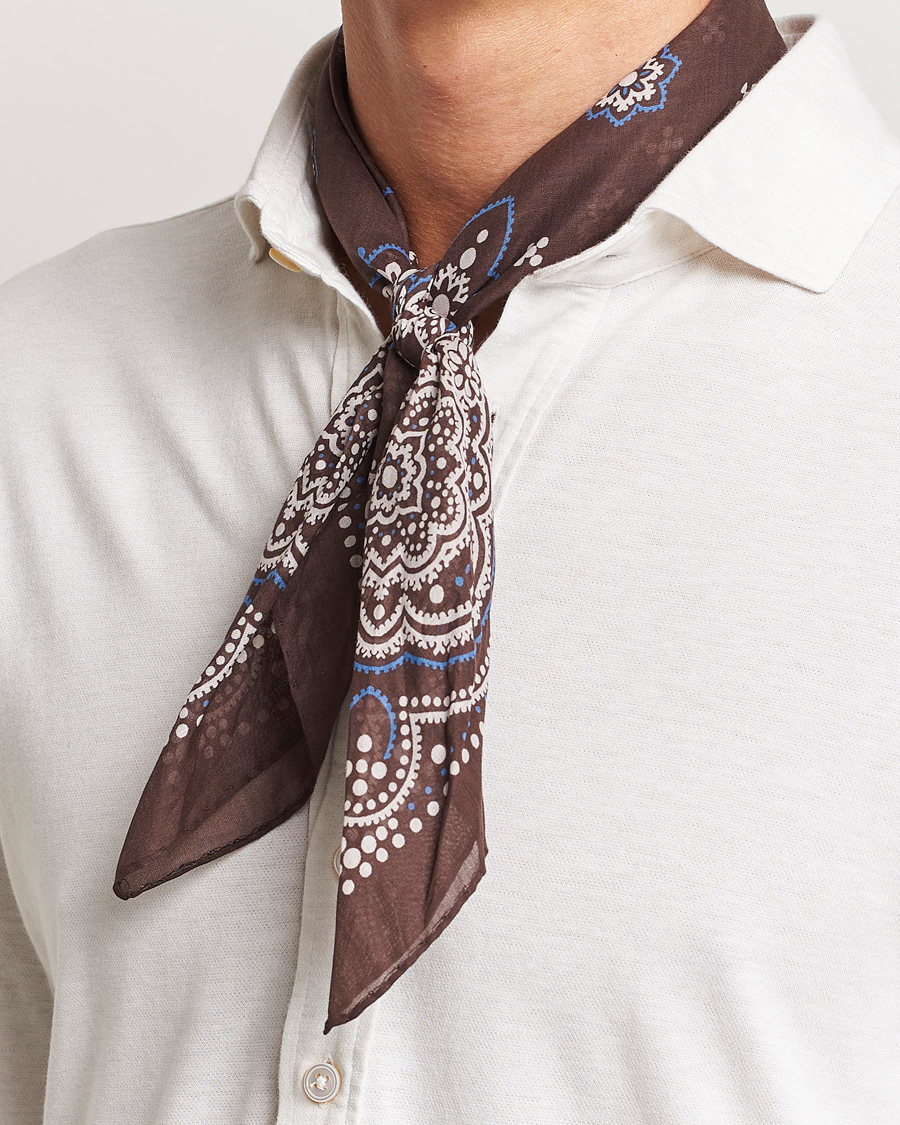 Hombres | Accesorios | Amanda Christensen | Cotton Voilé Printed Flower Bandana Brown