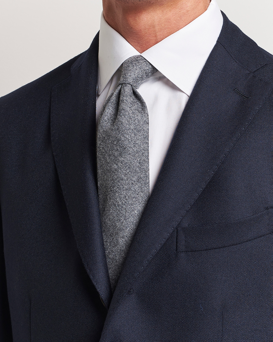 Hombres |  | Amanda Christensen | Wool Flannel 8cm Tie Grey Melange