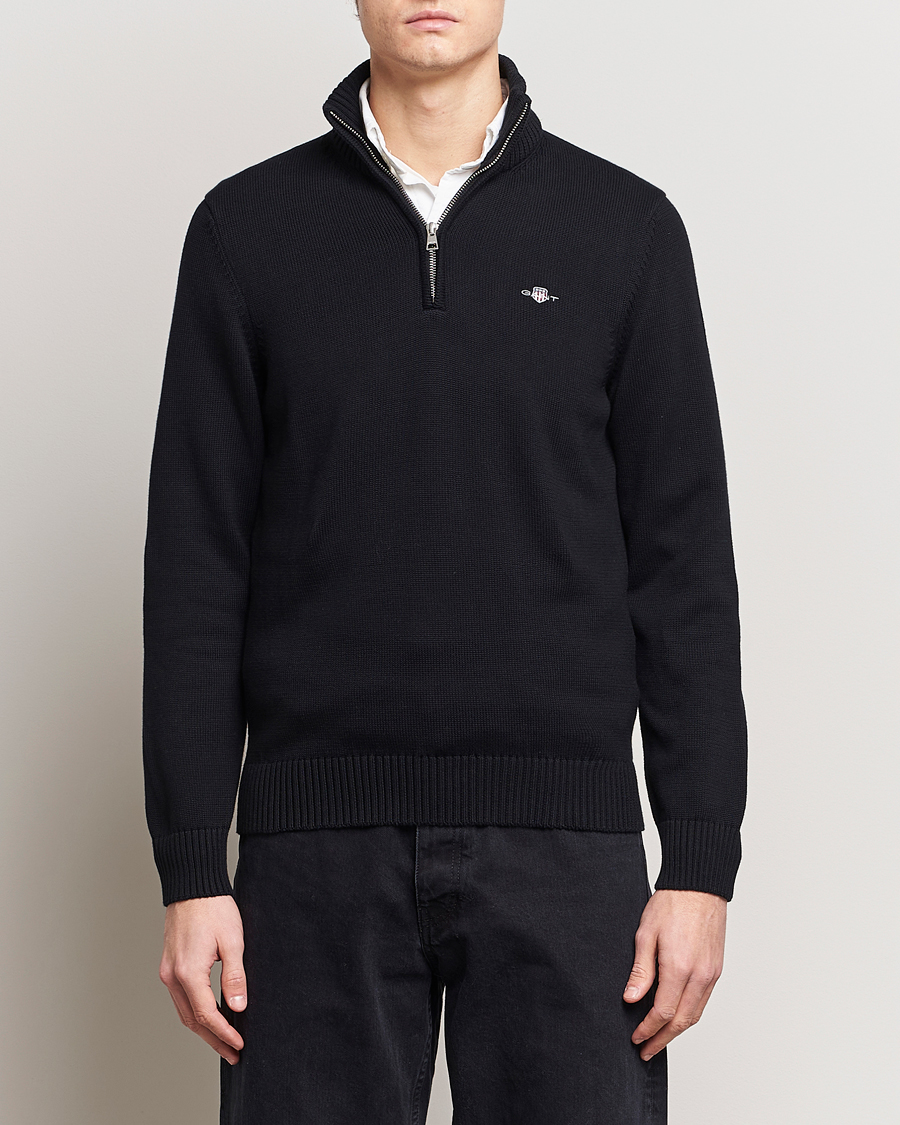 Hombres |  | GANT | Cotton Half Zip Black