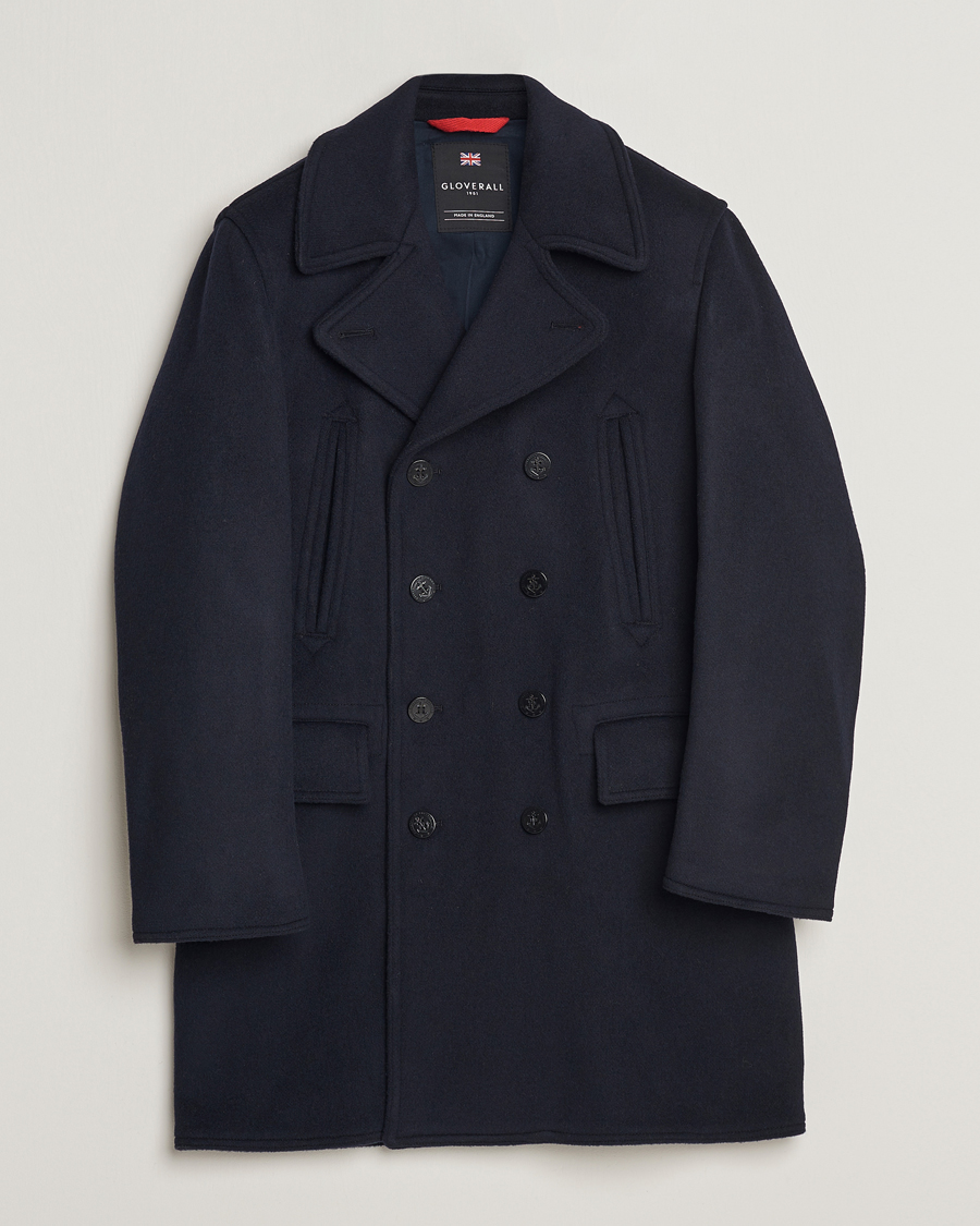 Hombres | Abrigos y chaquetas | Gloverall | Churchill Long Reefer Peacoat Navy Royal