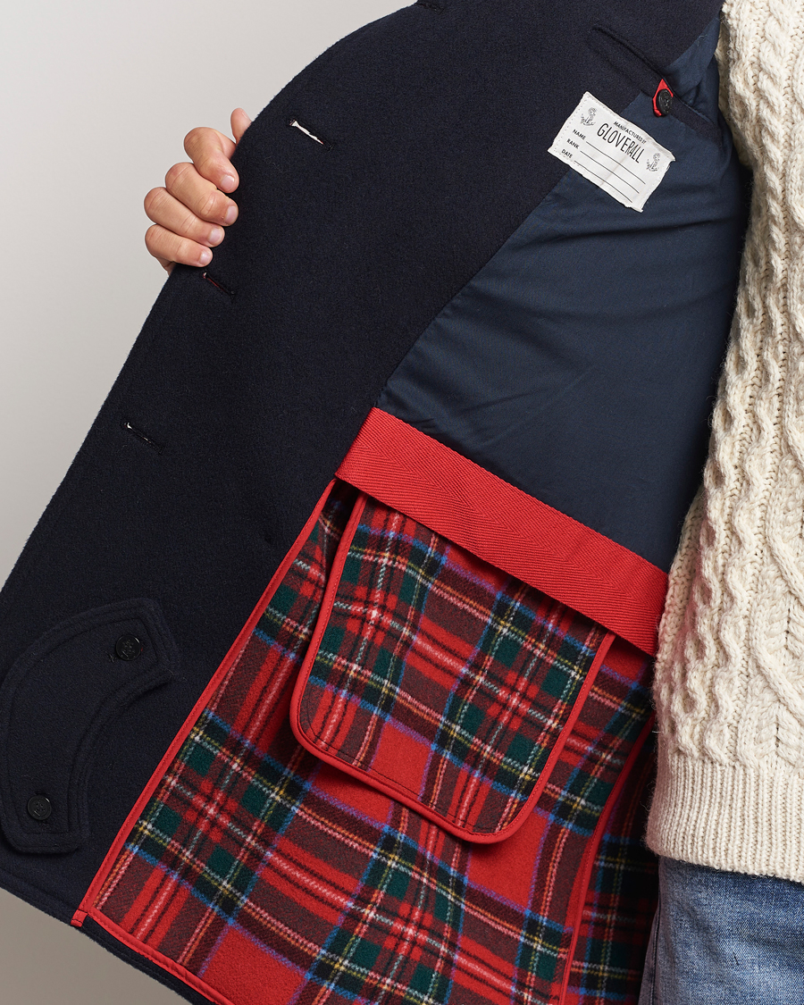 Hombres | Abrigos y chaquetas | Gloverall | Churchill Long Reefer Peacoat Navy Royal