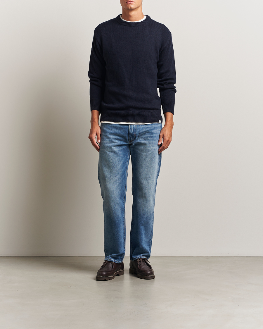 Hombres | Jerséis y prendas de punto | Merz b. Schwanen | Merino/Cashmere Knitted Sweater Dark Navy