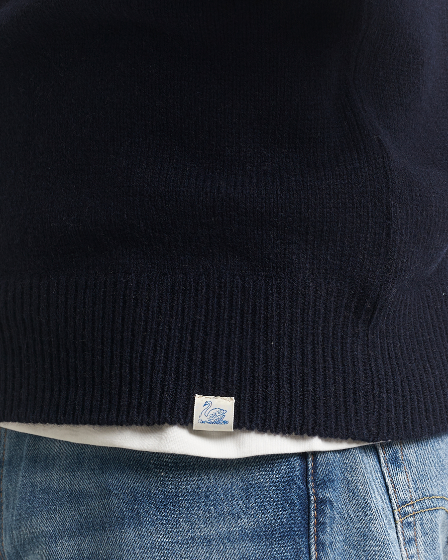 Hombres | Jerséis y prendas de punto | Merz b. Schwanen | Merino/Cashmere Knitted Sweater Dark Navy