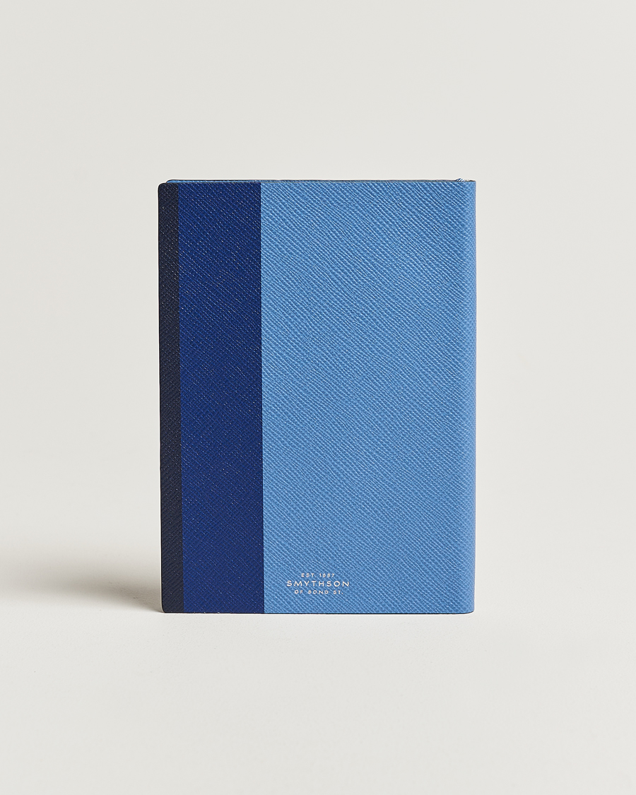 Hombres |  | Smythson | Soho Notebook Ribbon Stripe Nile Blue