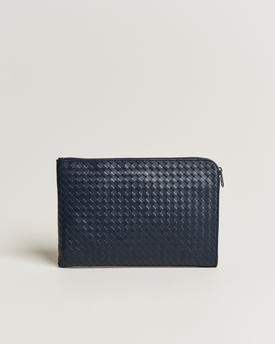 Hombres | Bottega Veneta Pre-Owned Intrecciato Document Case Blue | Bottega Veneta Pre-Owned | Intrecciato Document Case Blue