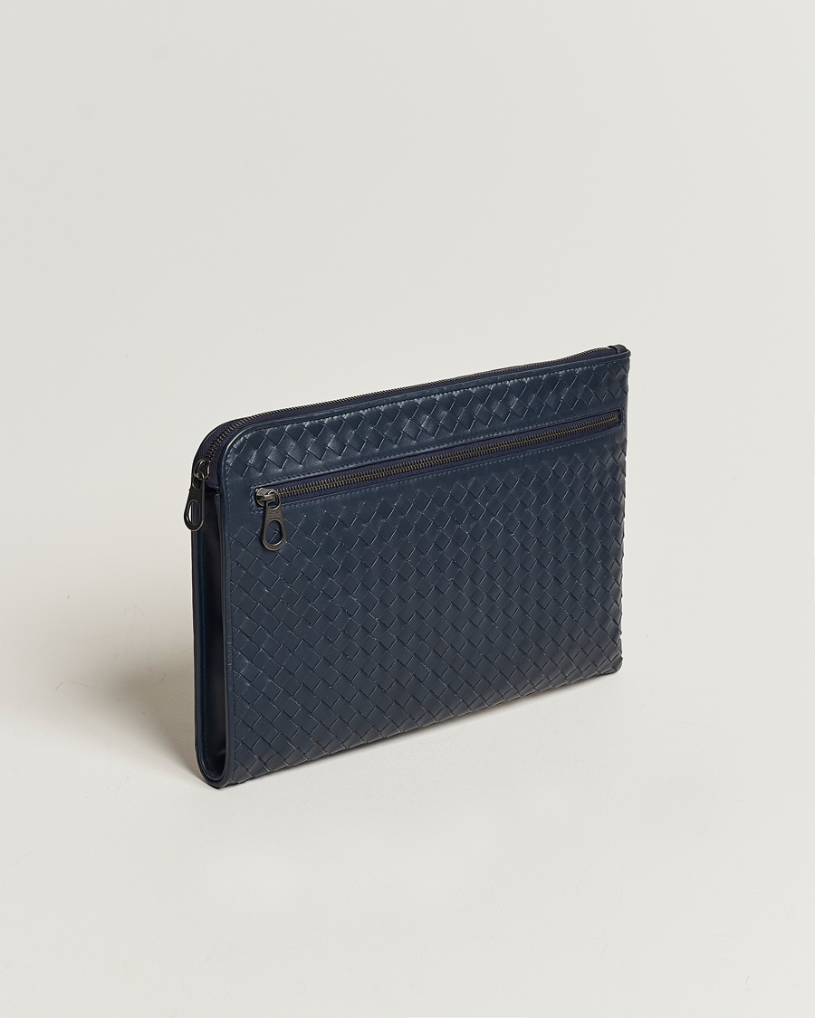 Hombres | Bottega Veneta Pre-Owned Intrecciato Document Case Blue | Bottega Veneta Pre-Owned | Intrecciato Document Case Blue
