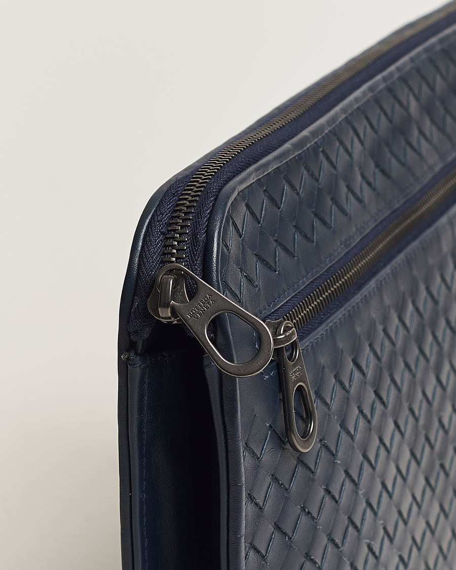 Hombres | Bottega Veneta Pre-Owned Intrecciato Document Case Blue | Bottega Veneta Pre-Owned | Intrecciato Document Case Blue
