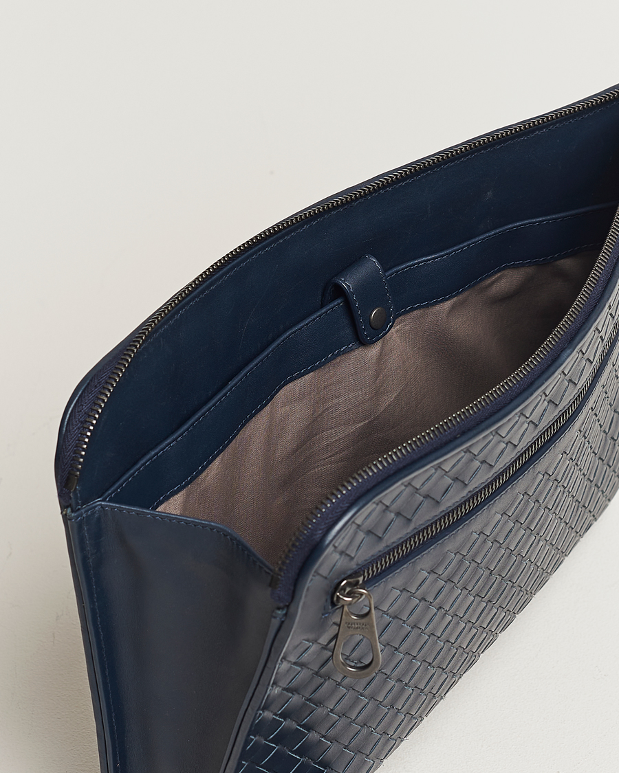 Hombres | Bottega Veneta Pre-Owned Intrecciato Document Case Blue | Bottega Veneta Pre-Owned | Intrecciato Document Case Blue