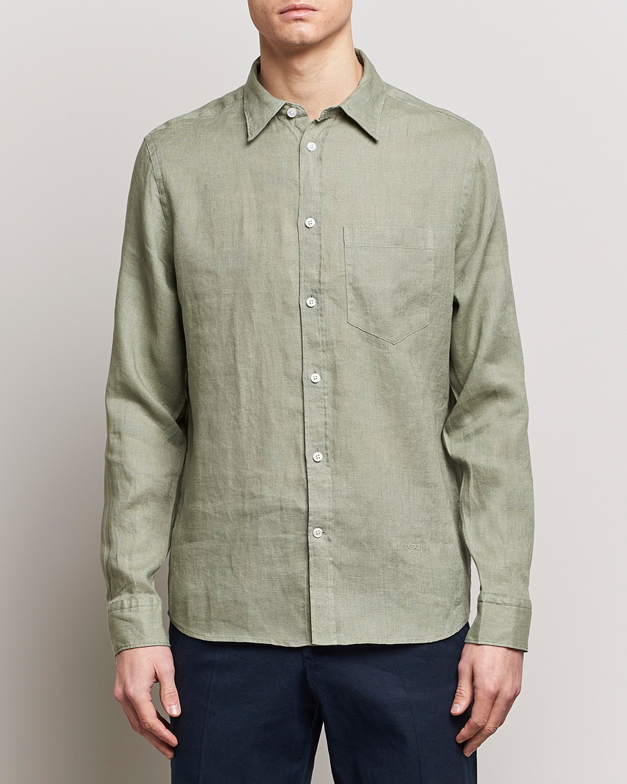 Hombres |  | J.Lindeberg | Regular Fit Clean Linen Shirt Oil Green