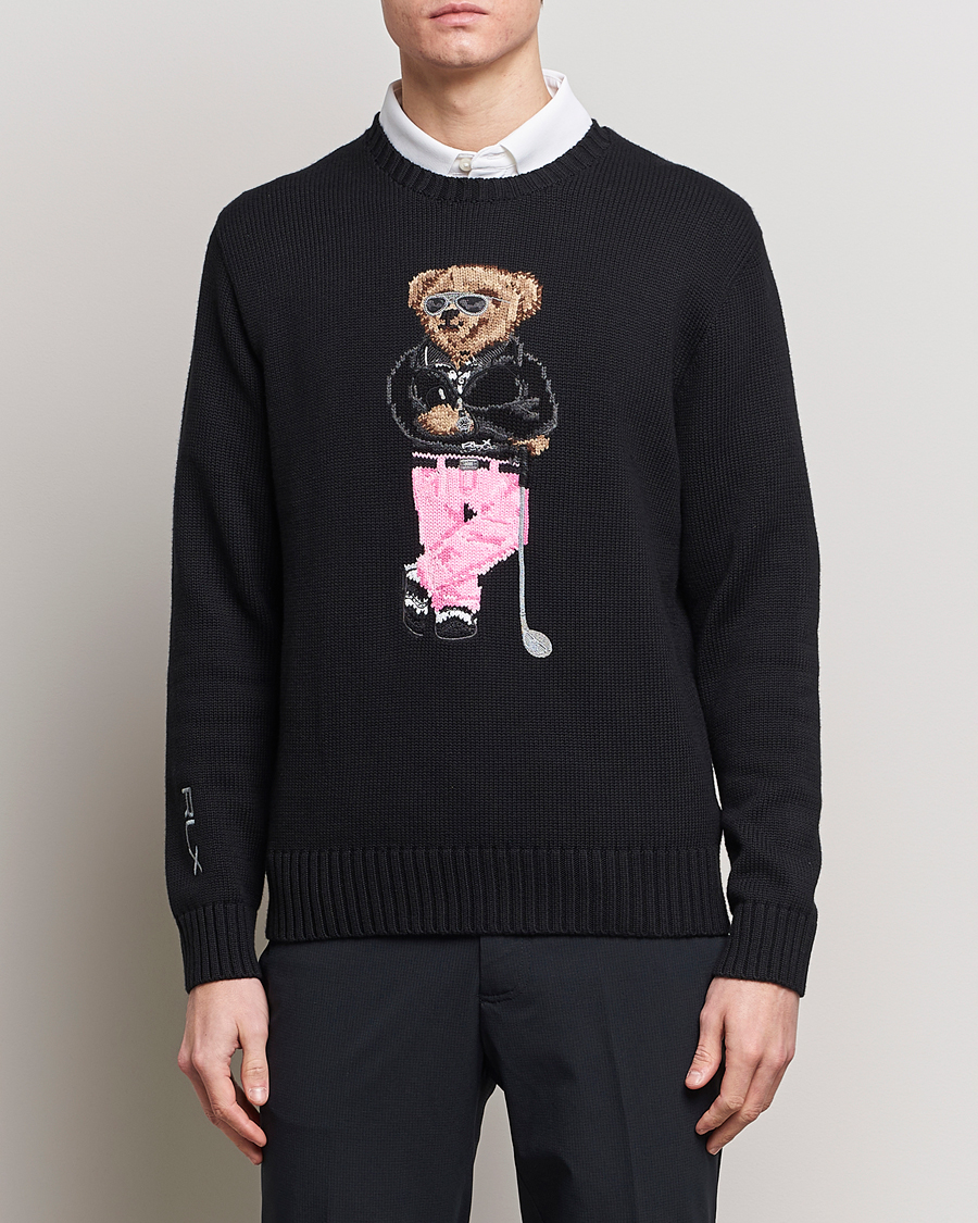 Hombres |  | RLX Ralph Lauren | Bear Golfer Knitted Sweater Polo Black