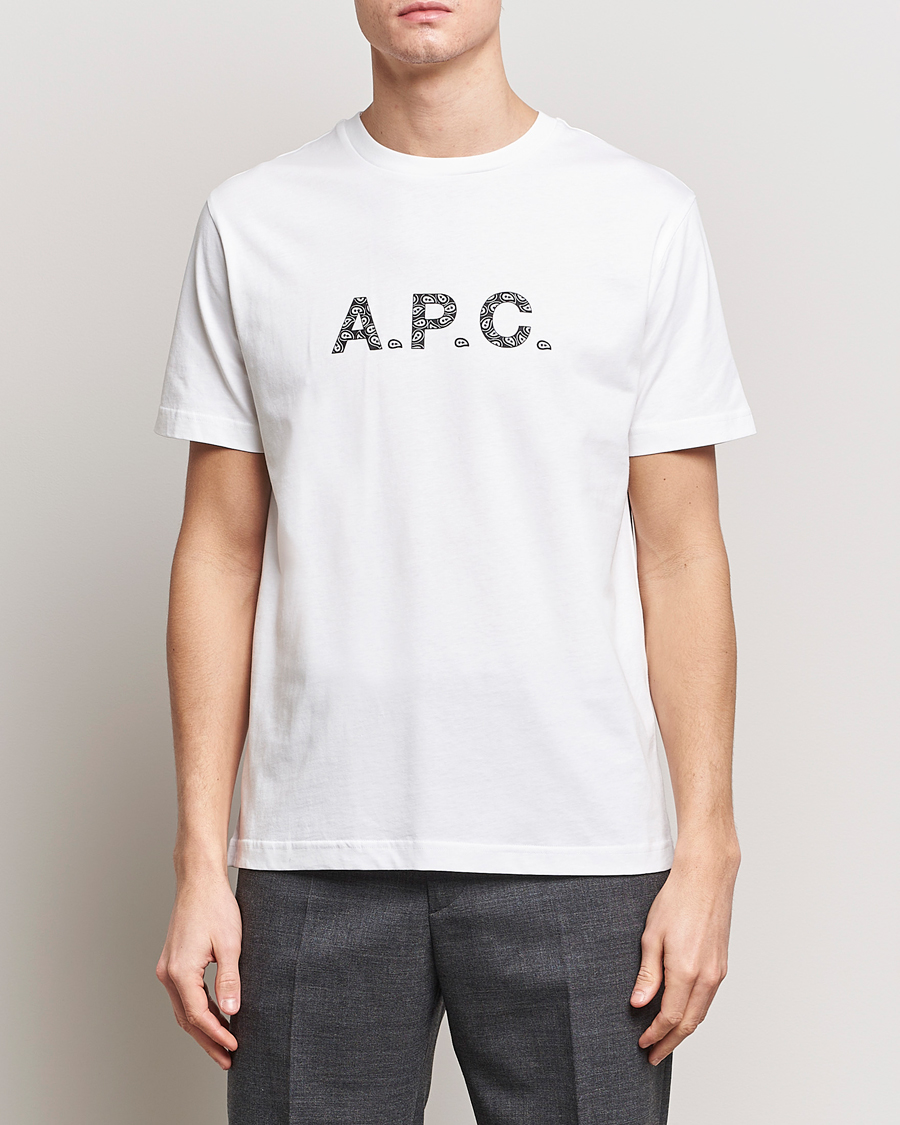 Hombres |  | A.P.C. | Paisley Logo Crew Neck T-Shirt White