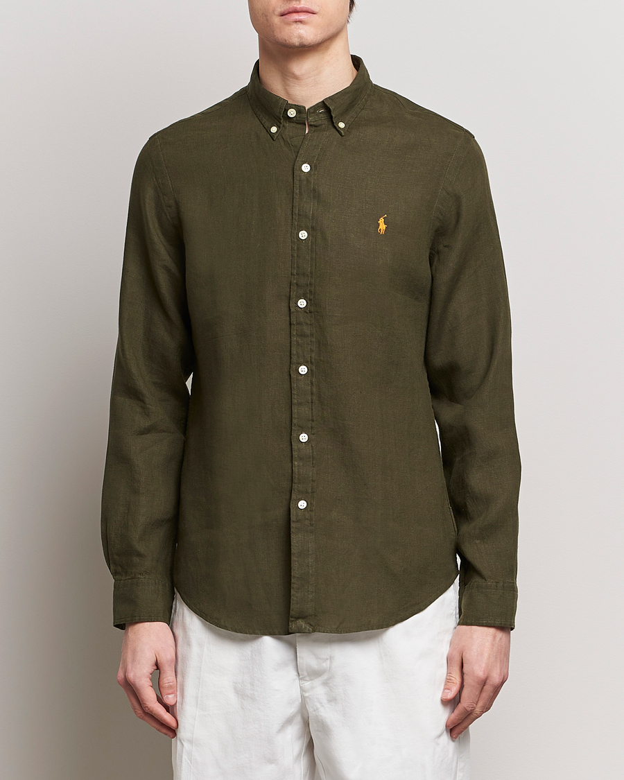 Hombres |  | Polo Ralph Lauren | Slim Fit Linen Button Down Shirt Armadillo