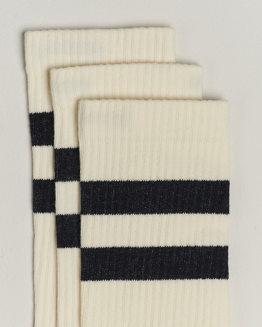 Hombres |  | Sweyd | 3-Pack Two Stripe Cotton Socks White/Black
