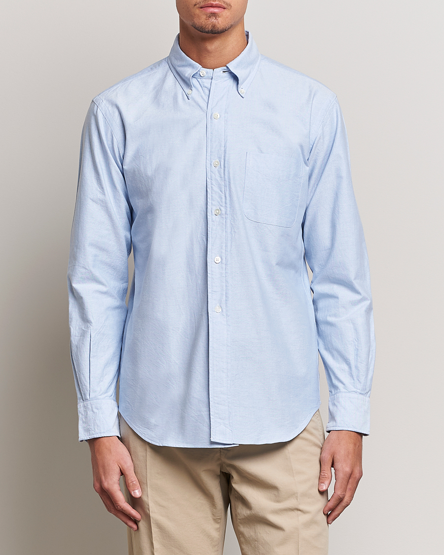 Hombres |  | Kamakura Shirts | Vintage Ivy Oxford Button Down Shirt Light Blue