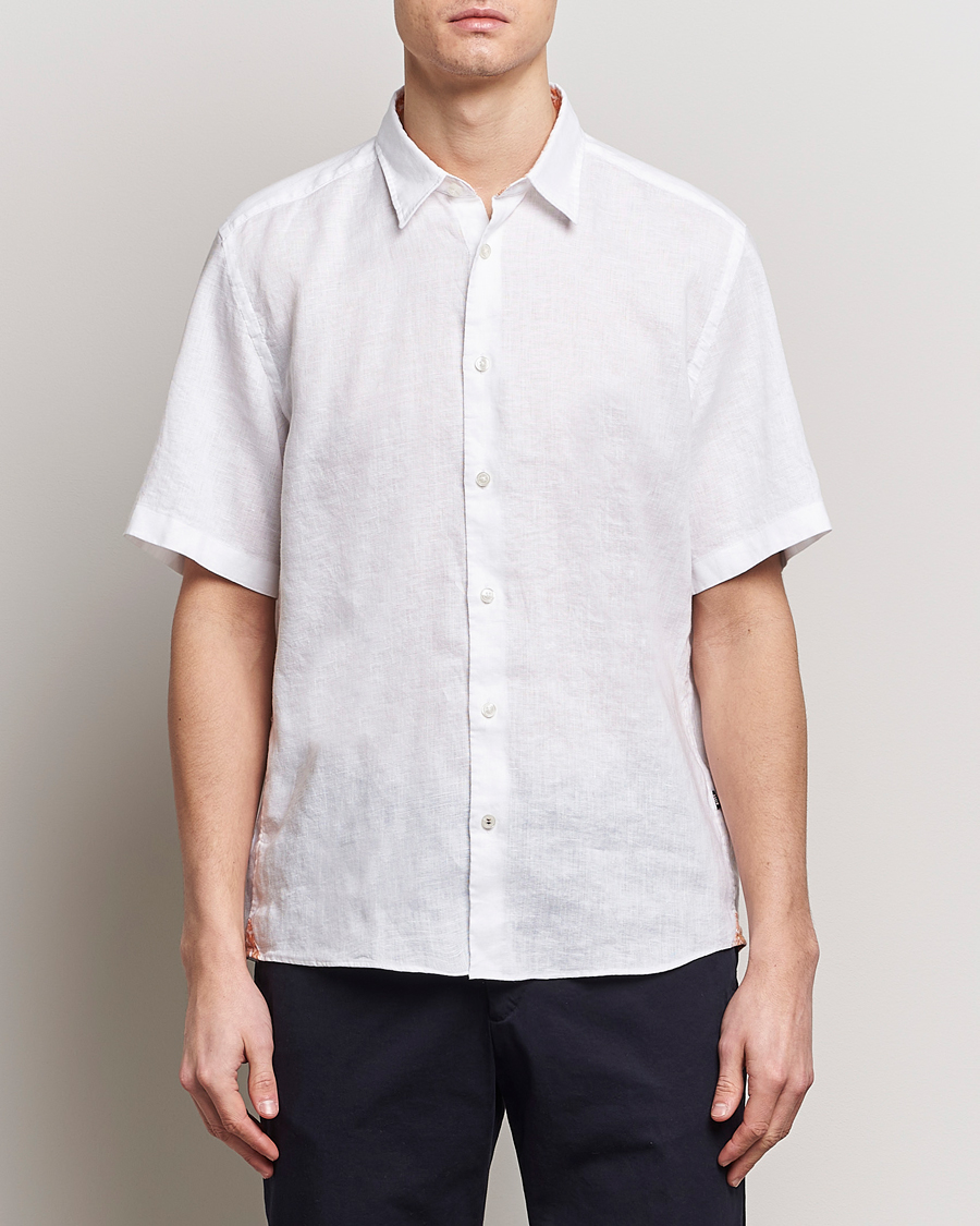 Hombres |  | BOSS BLACK | Liam Short Sleeve Linen Shirt White