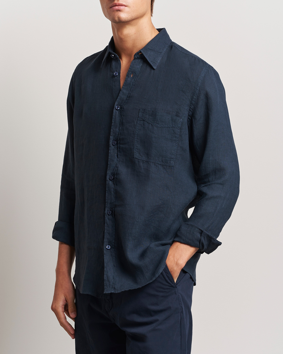 Hombres |  | BOSS ORANGE | Relegant Linen Shirt Dark Blue