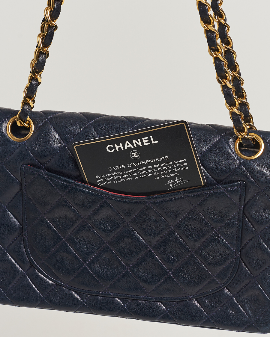 Hombres | Chanel Pre-Owned Small Classic Flap Bag Navy | Chanel Pre-Owned | Small Classic Flap Bag Navy