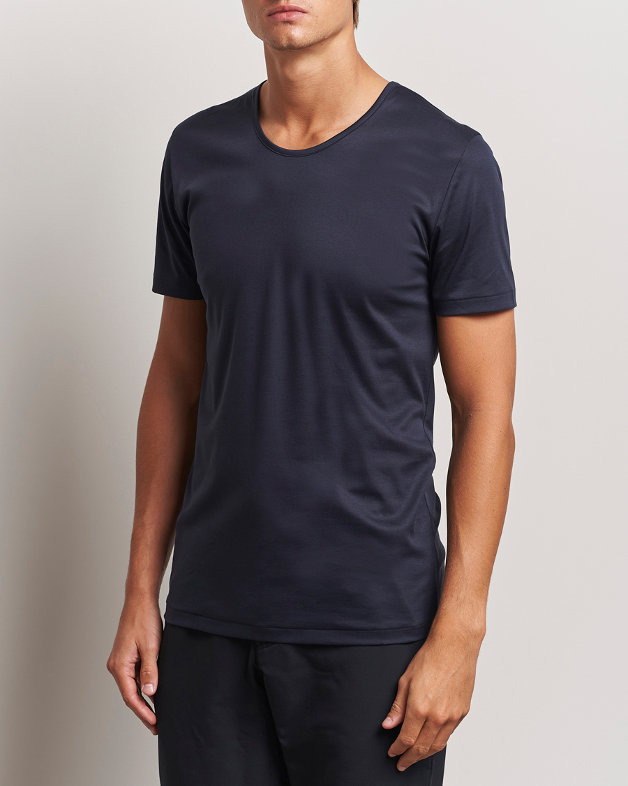 Hombres |  | Zimmerli of Switzerland | Sea Island Cotton Crew Neck T-shirt Navy