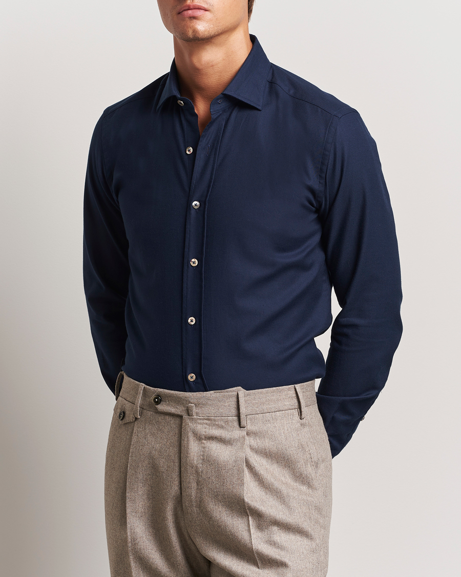 Hombres |  | Grigio | Cotton Twill Shirt Navy