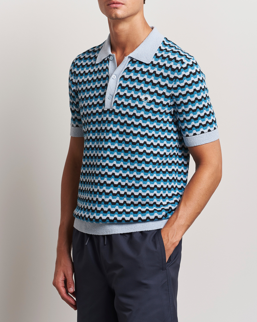 Hombres |  | Fred Perry | Bouclé Jacquard Knitted Polo Light Smoke