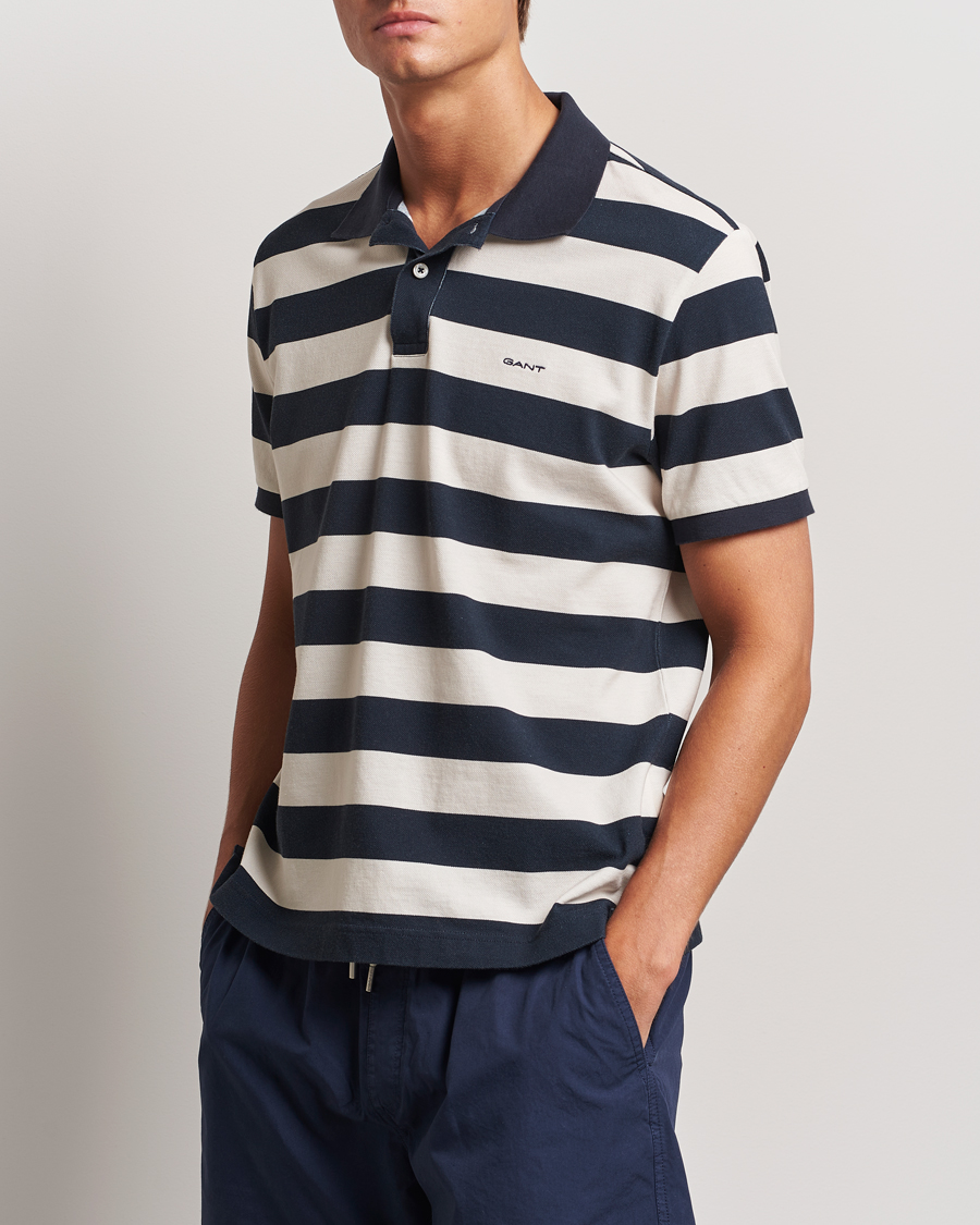 Hombres |  | GANT | Heavy Washed Striped Polo Evening Blue